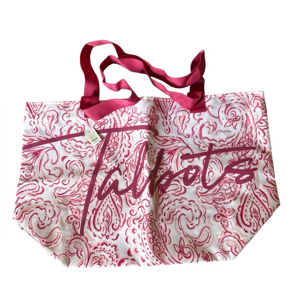NWT Talbots Pink and White Paisley Tote - Picture 1 of 6